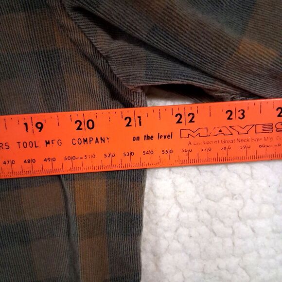 ROWM Men's Medium Shirt Button Down Long Sleeve 100% Cotton Corduroy Brown Plaid - Picture 15 of 16